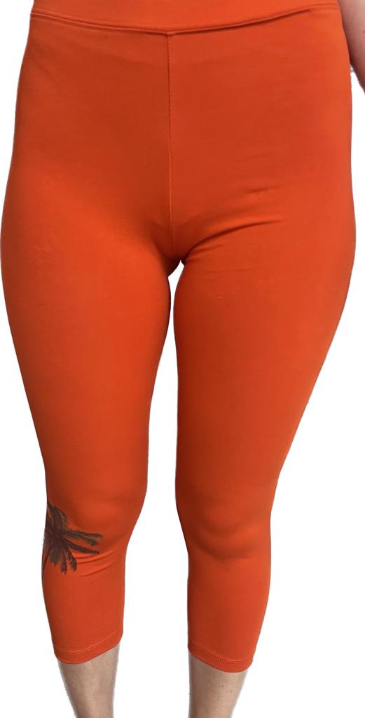 Oranžové leginy, tříčtvrťáky s palmou