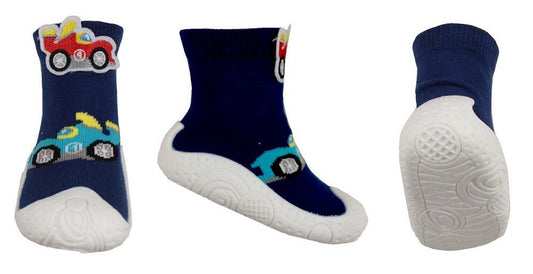 Tmavě modré protiskluzové ponožky s gumovou podrážkou - formule