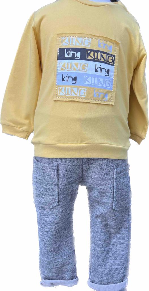 Žlutý-hnědý chlapecký komplet - King