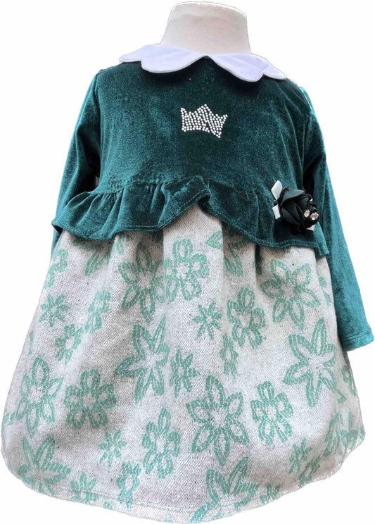 Zelené dívčí šaty - Květiny a Korunka