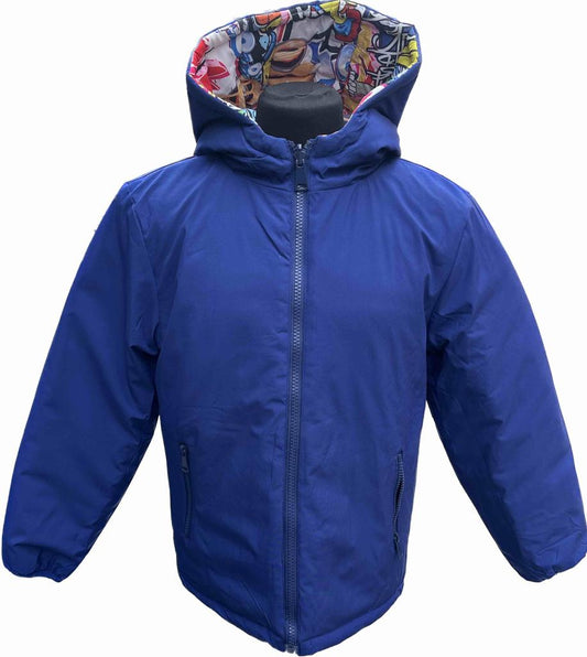 Modrá oboustranná zimní bunda - Grafity