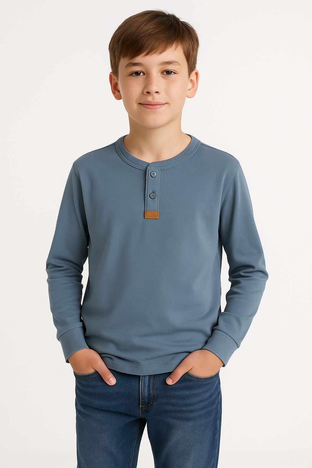 Dětské tričko s dlouhým rukávem a knoflíčky