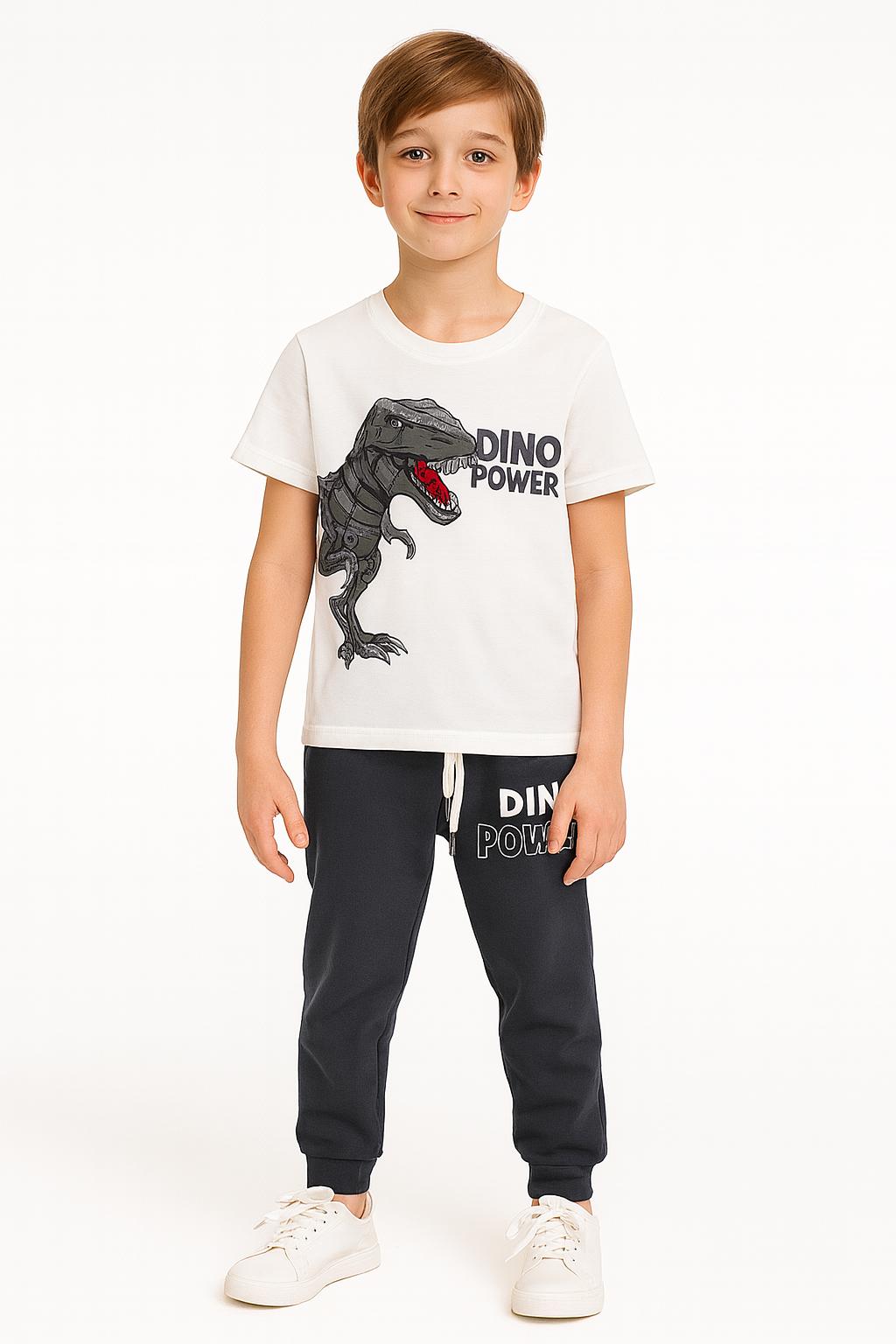 Dětská tepláková souprava Dino Power – bílá/černá