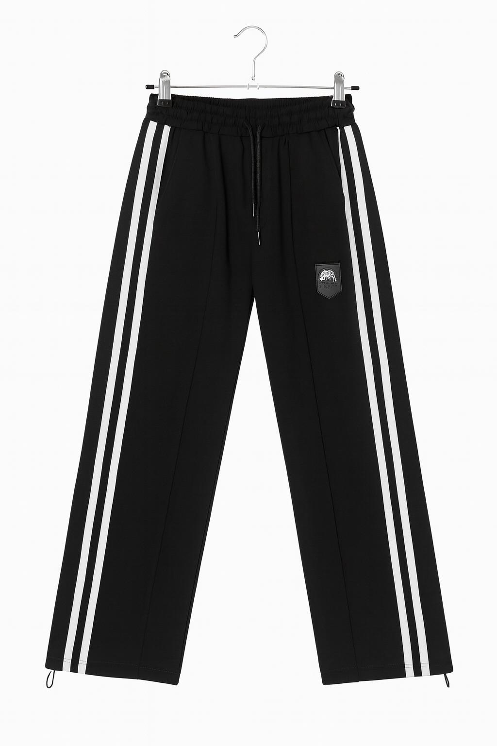 Chlapecké sportovní tepláky – černé s bílými pruhy