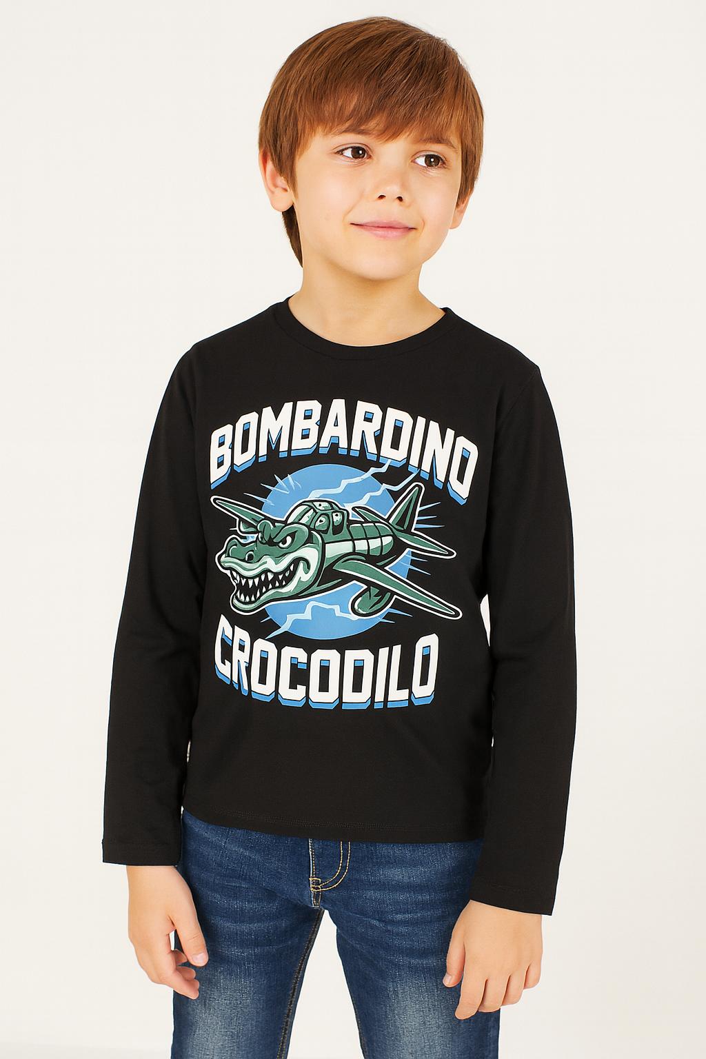 Chlapecké tričko s dlouhým rukávem – “Bombardino Crocodilo”