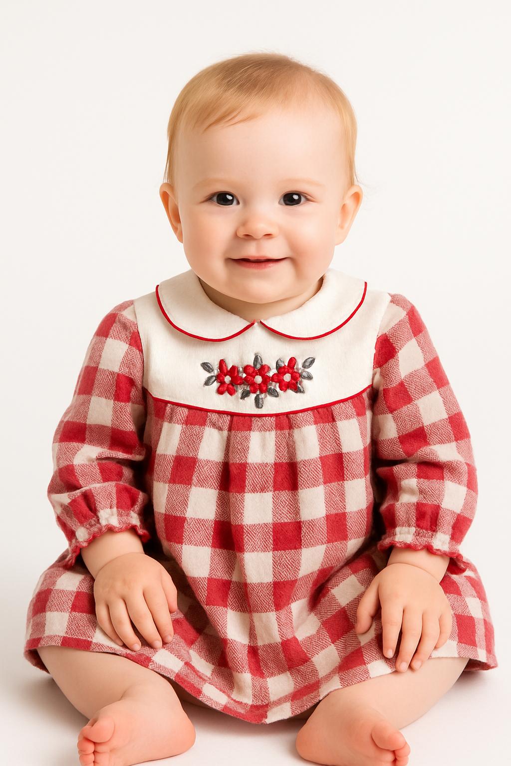Kostkované šatičky pro miminko – červenobílé