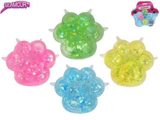 Glamour Squishy kočičí tlapka – třpytivý antistres