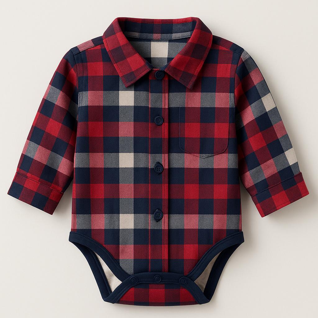 Kojenecká košile kostkovaná – červeno-modrá